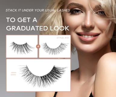Onlyall Cat Eye Half Lashes Natural Look Wispy Corner False Eyelashes 3/4 Clear Band Lash Pack Fluffy 3D Curly 14MM C02 view 4