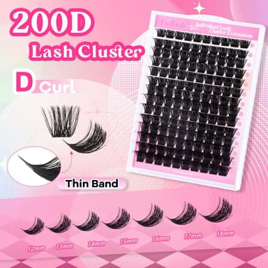 FADLASH 200pcs 0.07mm D Curl 12-18mm 200D Wispy Reusable Soft Fluffy Cluster Lashes DIY Eyelash Extensions view 3