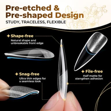 UNA GELLA Nail Tips 504Pcs False Nails Half Matte Full Cover Clear Acrylic Gel Fake Nails for Extensions Nail Art DIY Salon 12 Sizes Long Stiletto view 3