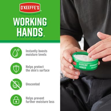 O'Keeffe's Working Hands, 96g Jar (6 Pack) - Hand Cream for Extremely Dry, Cracked Hands | Instantly Boosts Moisture Levels, Creates a Protective Layer & Prevents Moisture Loss view 4