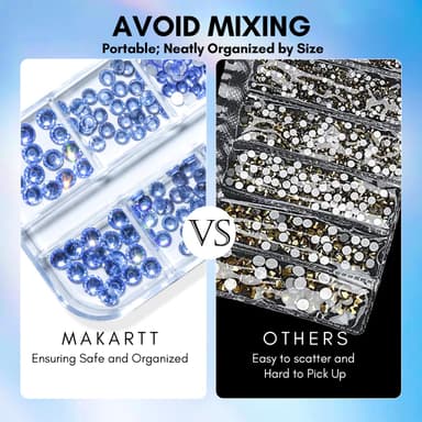 Makartt Rhinestones, Crystal Nail Gems, Flat Back Gems Crystal Nail Rhinestones for Nail, Nail Diamonds Stone Nail Charms DIY Crafts Makeup Nail Accessories view 3
