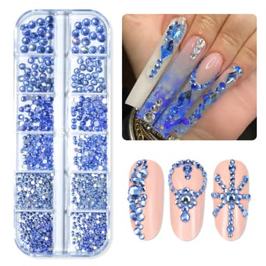 Makartt Rhinestones, Crystal Nail Gems, Flat Back Gems Crystal Nail Rhinestones for Nail, Nail Diamonds Stone Nail Charms DIY Crafts Makeup Nail Accessories view 1