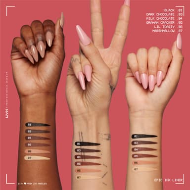 NYX Professional Makeup Eye Liner, Epic Ink Liner, Waterproof Liquid Eyeliner Pen, 1 Stroke Intense Pigment, Flexible Bursh for Thin or Thick Lines, Shade Milk Chocolate view 3