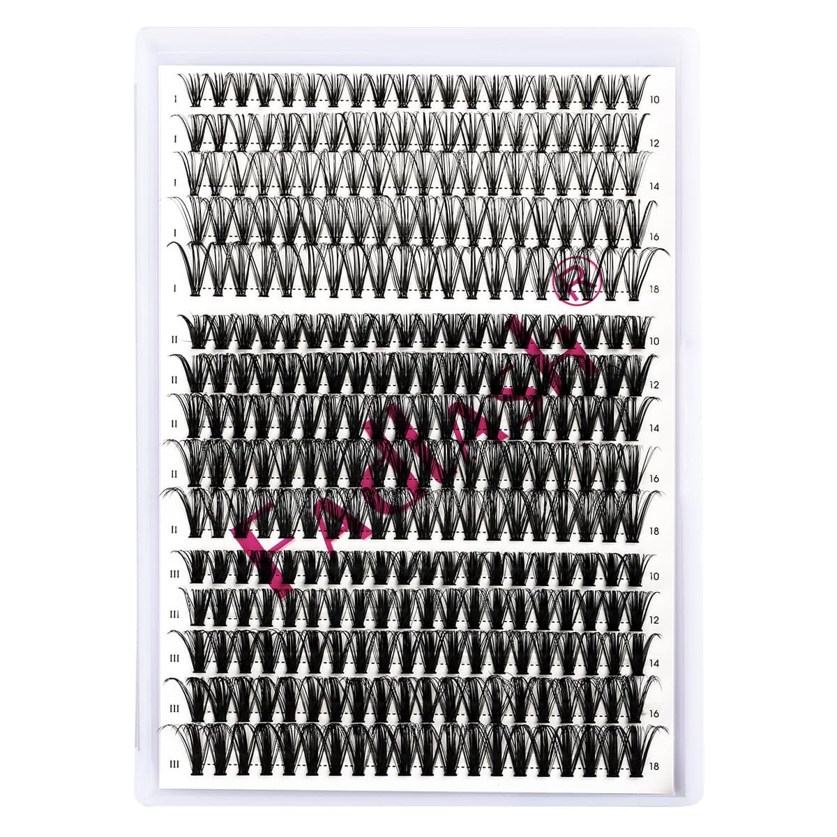 FADLASH 300pcs 0.07mm D Curl 10-18mm 20D+40D+50D Mixed Clusters Natural Look Fluffy Wispy Volume Lashes DIY Eyelash Extensions