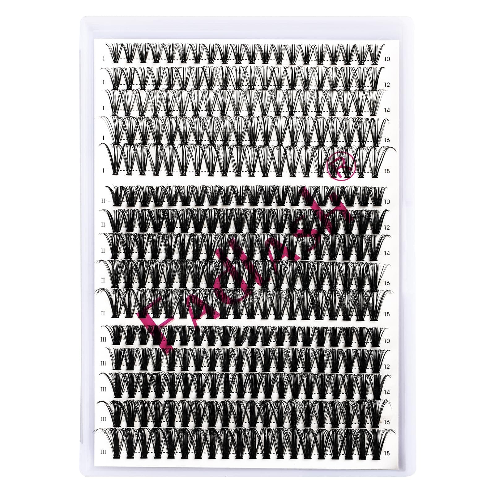 FADLASH 300pcs 0.07mm D Curl 10-18mm 20D+40D+50D Mixed Clusters Natural Look Fluffy Wispy Volume Lashes DIY Eyelash Extensions
