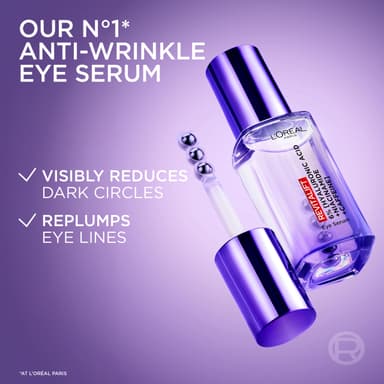 L'Oréal Paris Eye Serum (20ml), Revitalift Filler Serum with 2.5% Hyaluronic Acid & Caffeine, Cooling Triple Bead Applicator, Visibly Replumps, Brightens & De-Puffs Eyes, Validated by Dermatologists view 3