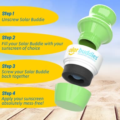 Solar Buddies Sunscreen Applicator - Full Green - Refillable Roll on Sponge Sunscreen, Suncream & Lotion Applicator For Kids, Adults & Families - Holds 3.4fl oz, Perfect Size for Travel view 4