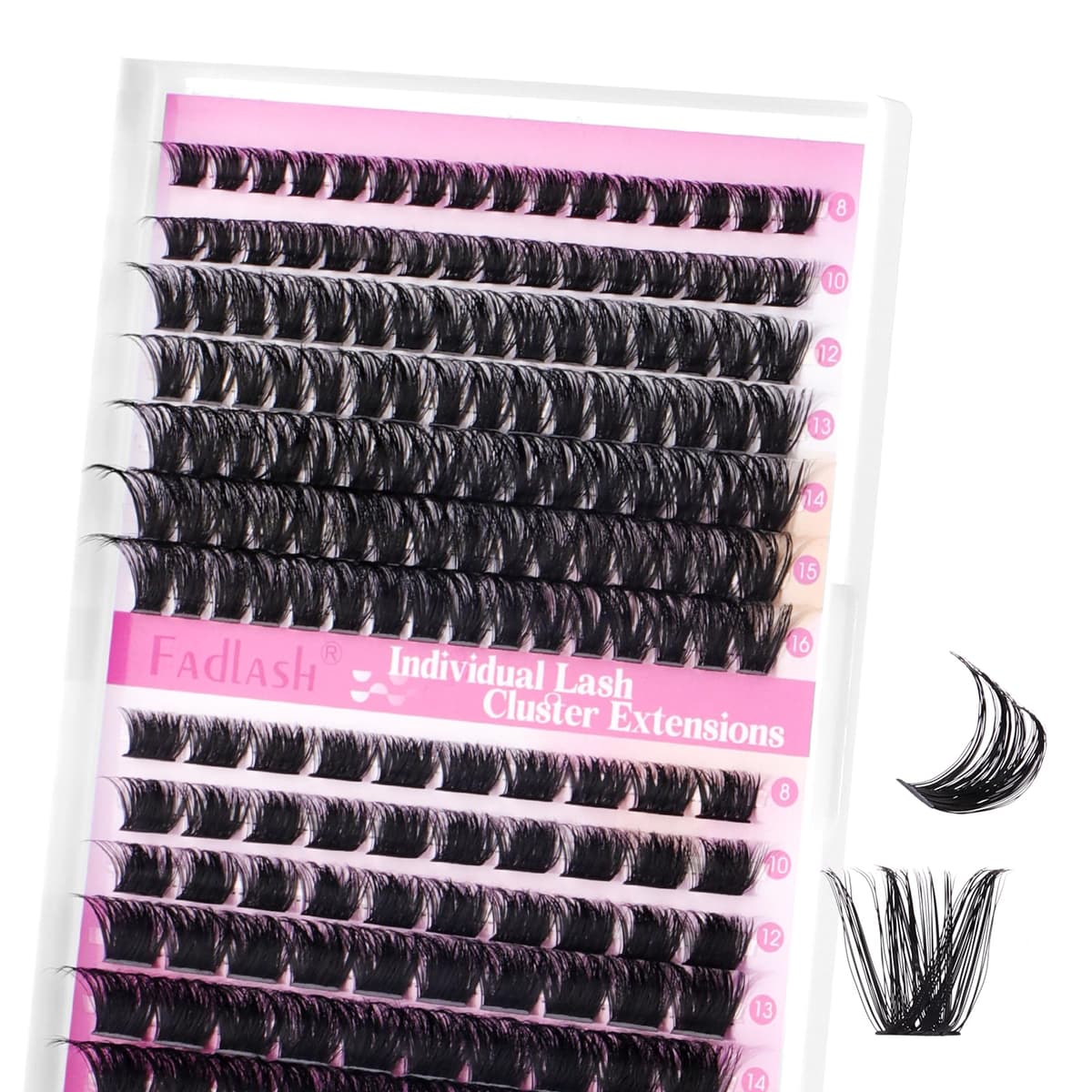 FADLASH 100D+200D 0.07mm D Curl 8-16mm Russian Volume Natural Wispy Fluffy Cluster Lashes DIY Eyelash Extensions