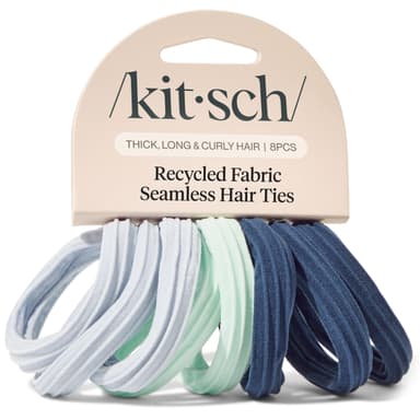 Kitsch Seamless Garden Bouquet Hair Ties No Damage 8pcs - Hair Bands for Women - Strong Stretchy Hairbands & Hair Bobbles - Soft Nylon Hair Elastics, Snag-Free Rubber Bands for Updos & Braids view 1