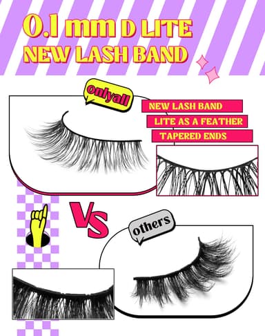 Onlyall Short Lashes Natural Look Wispy False Eyelashes Asian Flared Eyelash Small Fake Eye Lash Soft Fluffy 7 Pairs DK14 view 4
