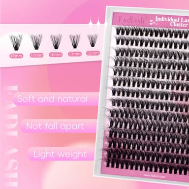 Fadlash Lash Clusters 240pcs 3D Effect 0.07 D Curl 12-18MM 40D DIY Individual Eyelash Extenisons Fluffy Cluster Eyelashes False Lashes DIY at Home view 2