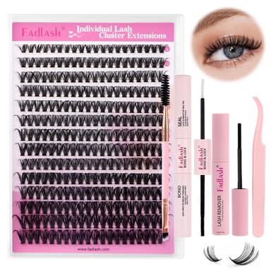 FADLASH 40D 0.07mm D Curl 8-16mm with Bond and Seal, Eyebrow Brush, Tweezers and Remover DIY Eyelash Extensions view 3