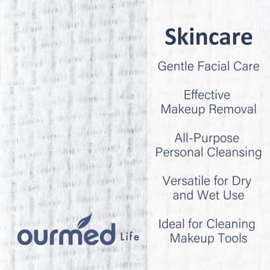 Ourmed Life Face Towels, Disposable Biodegradable Clean Face Wipes for Sensitive Skin, Lint- free Facial Towels for Women Cleansing, Skincare and Makeup Remover, Dry Wipes,300 Count EF Texture view 2