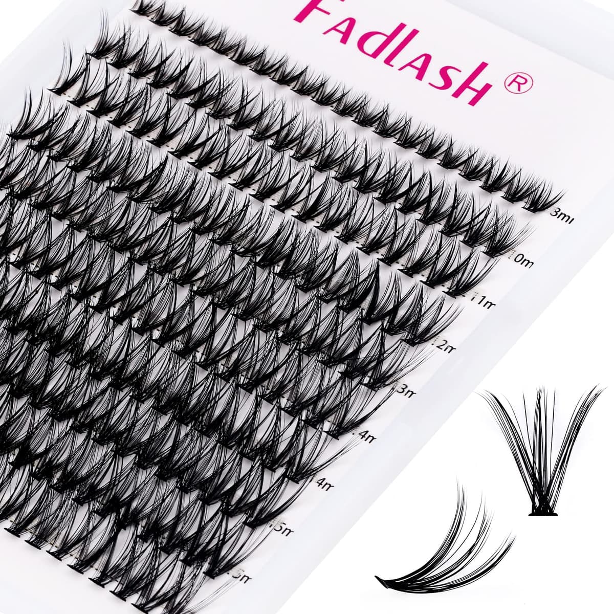 FADLASH 200pcs 0.07mm D Curl 8-16mm 30D Mixed Trays Cluster Lashes DIY Eyelash Extensions