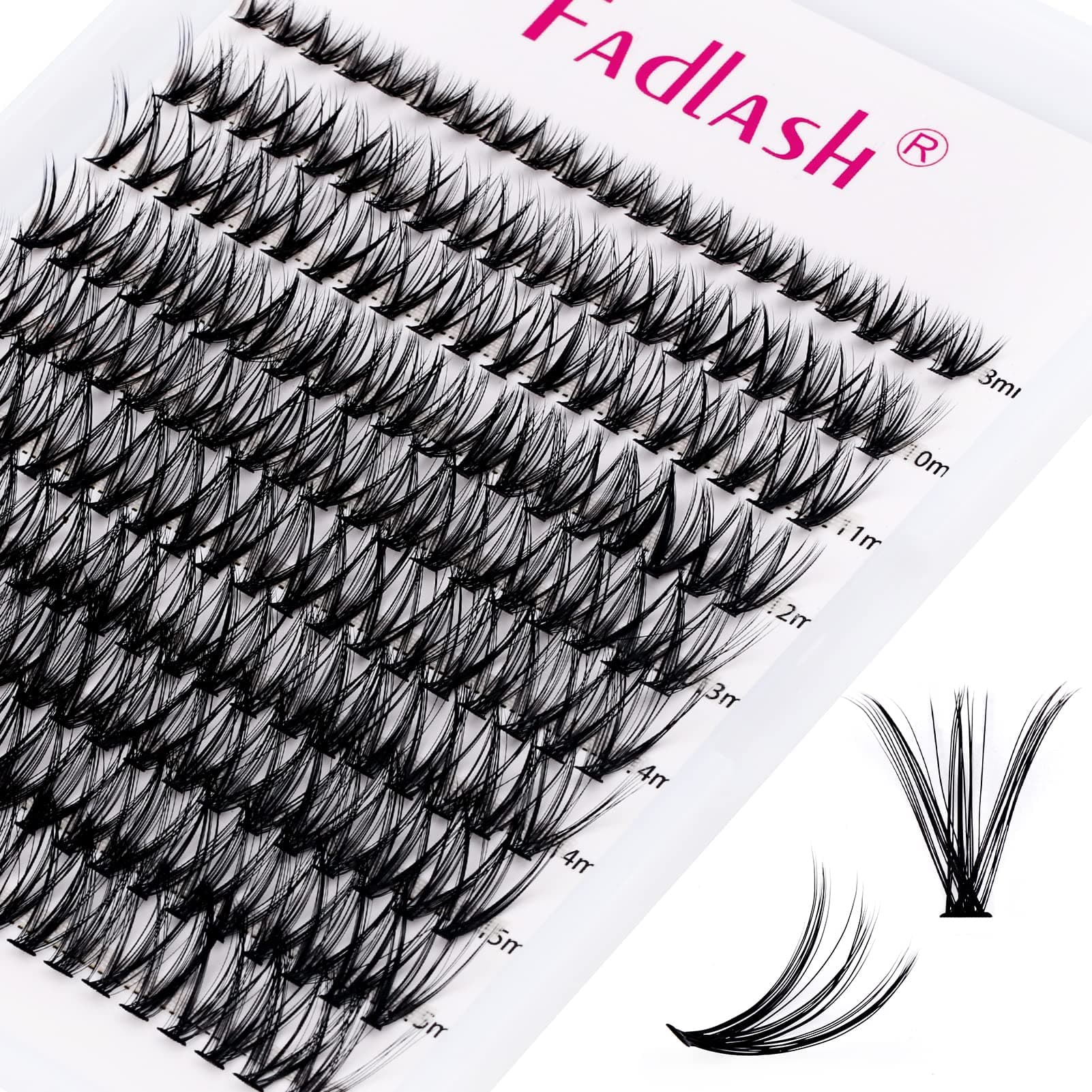 FADLASH 200pcs 0.07mm D Curl 8-16mm 30D Mixed Trays Cluster Lashes DIY Eyelash Extensions