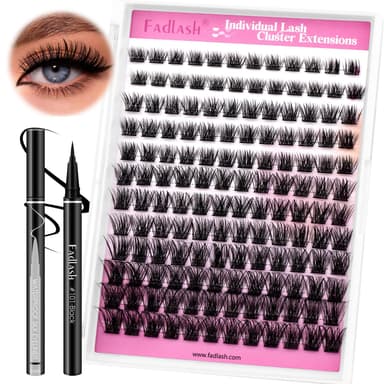 FADLASH 120pcs 0.07mm D Curl 8-16mm 40D with Black Eyeliner Wispy Mixed Trays Customizable DIY Eyelash Extensions for Beginners view 2