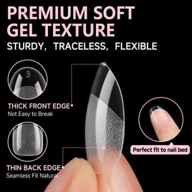 UNA GELLA Nail Tips 504Pcs False Nails Half Matte Full Cover Clear Acrylic Gel Fake Nails for Extensions Nail Art DIY Salon 12 Sizes Oval Round view 4