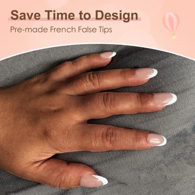 ZAHRVIA French False Nails -Press On Nails Short Round - Fake Nails Tip French False Nail Kit - Full Cover Stick on Nail Art Manicure Decorations (Short Ellipses-Dark Nude) view 2