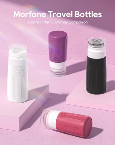 Morfone 16 Pack Travel Bottles Set for Toiletries, TSA Approved Travel Containers Leak Proof Silicone Squeezable Travel Accessories 2oz 3oz for Shampoo Conditioner Lotion Body Wash, Purplish Red view 2