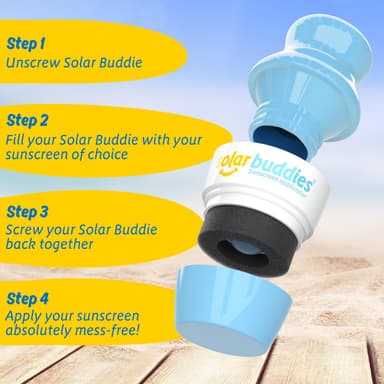 Solar Buddies Sunscreen Applicator - Full Blue - Refillable Roll on Sponge Sunscreen, Suncream & Lotion Applicator For Kids, Adults & Families - Holds 3.4fl oz, Perfect Size for Travel view 4