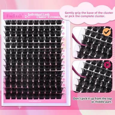 FADLASH 200pcs 0.07mm D Curl 12-18mm 200D Wispy Reusable Soft Fluffy Cluster Lashes DIY Eyelash Extensions view 4