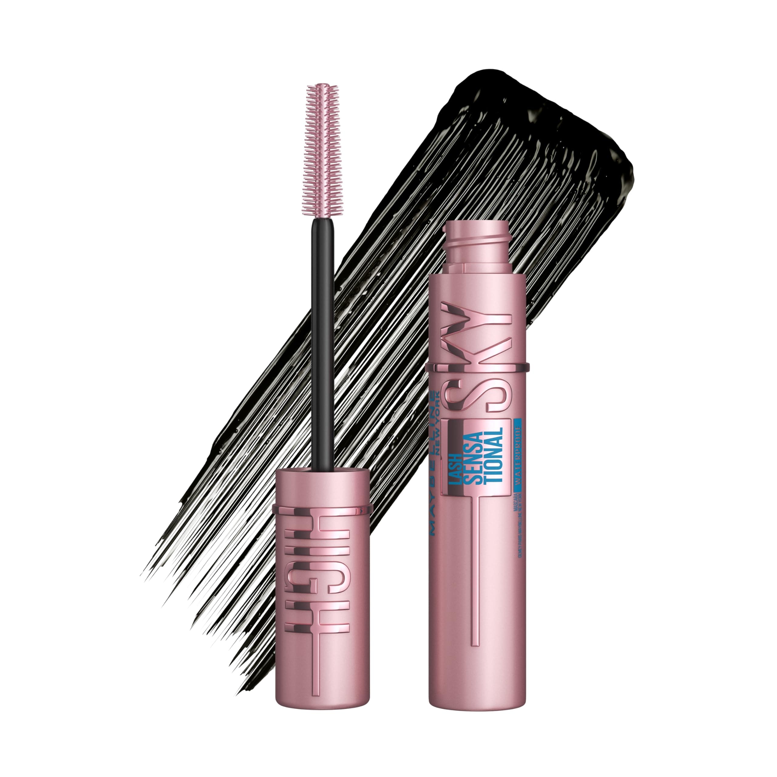 Maybelline Mascara, Lash Sensational Sky High Volumizing & Thickening, Eyelash Lengthening, Flake-Free Formula, Waterproof Mascara, Full Volume Mascara, Colour: Black