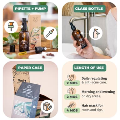 BIONOBLE Organic Jojoba Oil Cold Pressed Unrefined - Balances Sebum, Smoothes, Anti-Acne - 100% Pure Jojoba Oil for Skin, Face, Hair, Body - Vegan, Hexane Free - Glass Bottle, Pipette and Pump - 50ml view 4