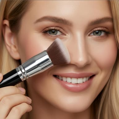 Foundation Brush Kabuki Flat Top - Perfect For Blending Liquid Make Up, Cream or Flawless Powder Cosmetics - Buffing, Stippling, Concealer - Premium Quality Synthetic Dense Bristles view 3