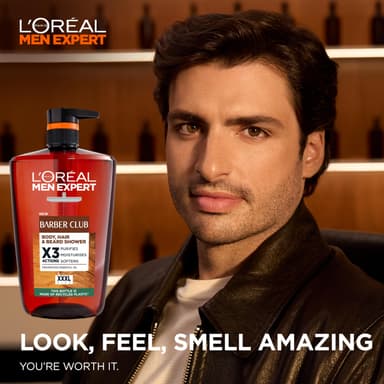 L'Oréal Men's Shower Gel, Men Expert Barber Club 3-in-1 Body Wash 1L Pump, Cedarwood Oil for Body, Hair & Beard Grooming, Deep Cleanse & Active Moisturisation view 3