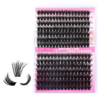 FADLASH 80D+100D 0.07mm D Curl 12-18mm Large Tray Wispy Russian 3D Fluffy Cluster Lashes DIY Eyelash Extensions view 1