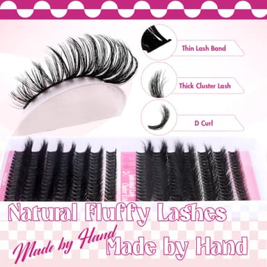 FADLASH 80D+100D 0.07mm D Curl 12-18mm Large Tray Wispy Russian 3D Fluffy Cluster Lashes DIY Eyelash Extensions view 4