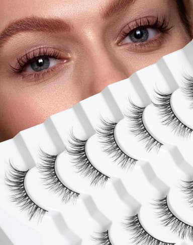 False Lashes Mink Fluffy Lash Airy Volume Eyelash Natural Look 3D Eyelashes 12mm C Curl Fake Eye Lash 7 Pairs D8 view 1