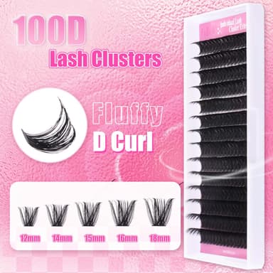 FADLASH 100pcs 0.07mm D Curl 12-18mm 100D Wispy Reusable Soft Fluffy Cluster Lashes DIY Eyelash Extensions view 3