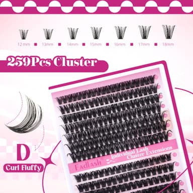 FADLASH 60D+80D 0.07mm D Curl 12-18mm Wispy Reusable Soft Fluffy Cluster Lashes DIY Eyelash Extensions view 2