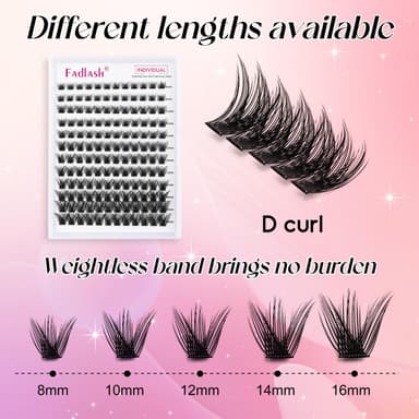 FADLASH 144pcs 0.07mm D Curl 8-16mm 40D Mixed Trays Customizable DIY Eyelash Extensions for Beginners view 4