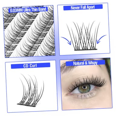 Natural Cluster Lashes Kit 168 Pcs Wispy Lash Extensions CC Curl 9-11MM Mixed Lengths Eyelash Extension Individual Kit with Lashes Bond and Seal and Tweezers DIY at Home by Mavphnee view 3