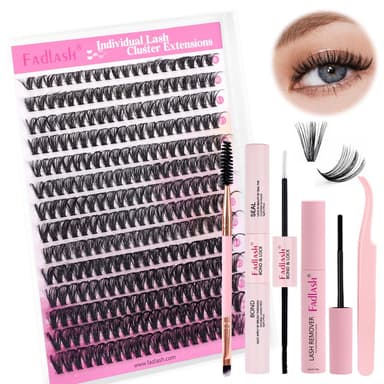 FADLASH 40D 0.07mm D Curl 8-16mm with Bond and Seal, Eyebrow Brush, Tweezers and Remover DIY Eyelash Extensions view 2