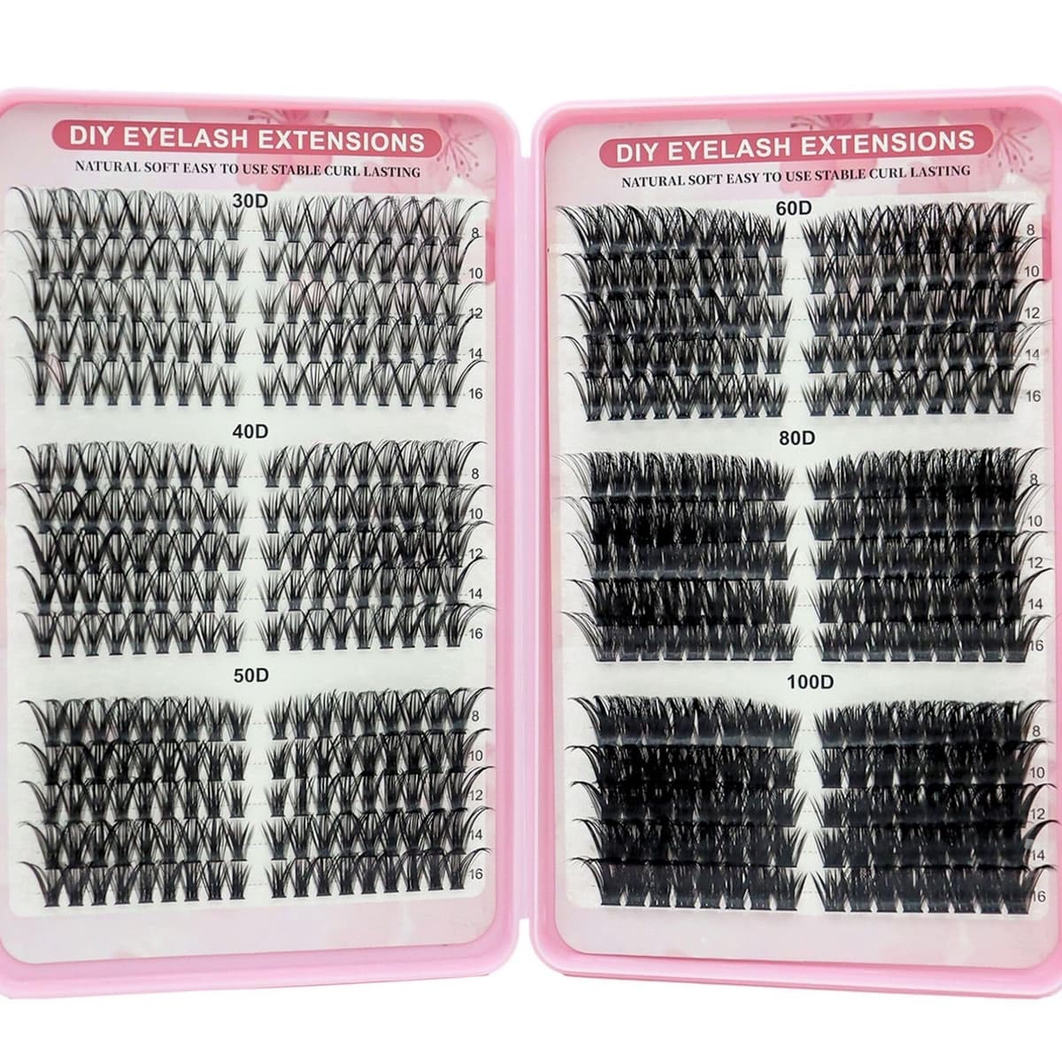 KEYRI 540 Pieces Individual Eyelashes 30-40-50-60-80-100D Fluffy Russian Eyelashes Extensions Cluster Lashes Kit DIY Eye Lashes Ultra-lightweight Eyelash Clusters for Girls and Women (8-16mm Mix)