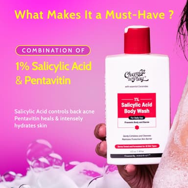 Chemist at Play 1% Salicylic Acid Body Wash 473ml | Paraben & SLS Free | Gentle Exfoliating Shower Gel | Prevents Body Acne, Bumpy Skin & Deep Cleanses Skin | For Men & Women view 4
