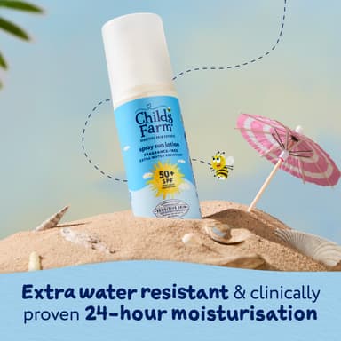 Childs Farm Kids & Baby Sun Lotion Spray SPF 50+ | UVA & UVB Very High Protection | Extra Water Resistant | Fragrance Free | Suitable for Dry, Sensitive Skin, 100ml view 2