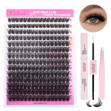 FADLASH 100D 0.07mm D Curl 8-16mm with Bond and Seal and Tweezers Fluffy Cluster Lashes DIY Eyelash Extensions view 3