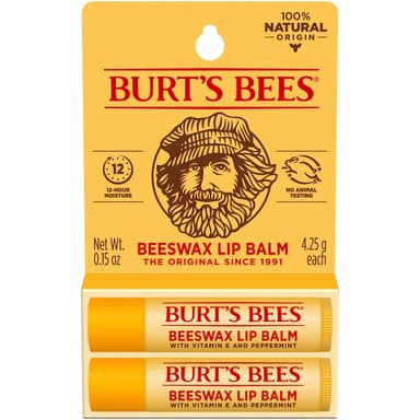 Burt's Bees 100% Natural Moisturizing Lip Balm, Beeswax, 2 Tubes in Blister Box view 1