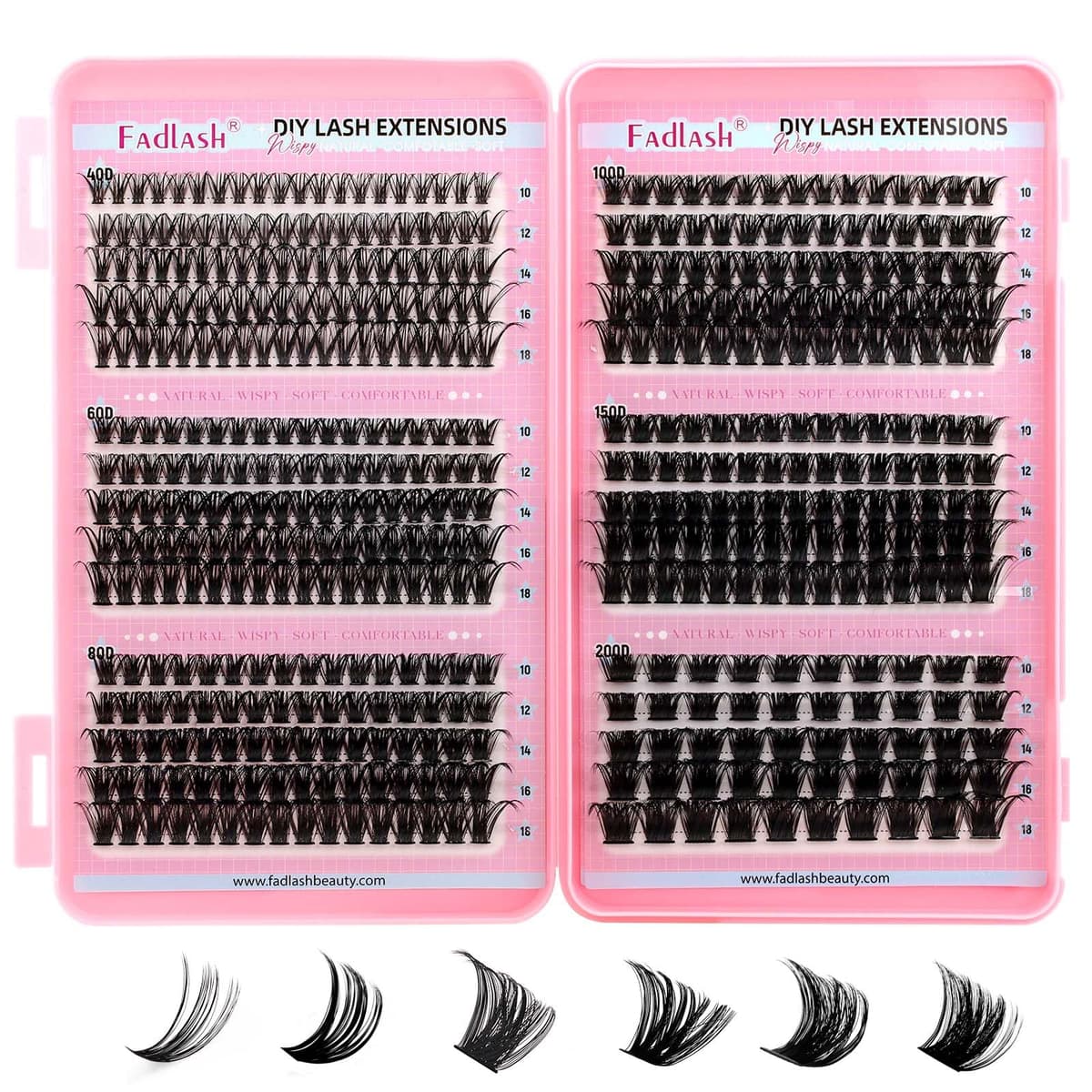 FADLASH 470pcs 0.07mm D Curl 10-18mm 40-60-80-100-150-200D Fluffy Russian Natural Cat-Eye Lashes DIY Eyelash Extensions