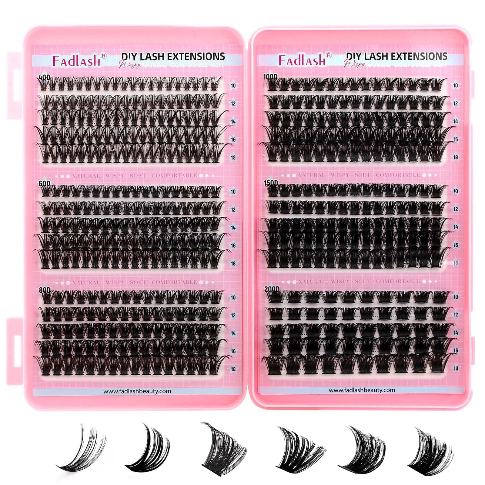 FADLASH 470pcs 0.07mm D Curl 10-18mm 40-60-80-100-150-200D Fluffy Russian Natural Cat-Eye Lashes DIY Eyelash Extensions