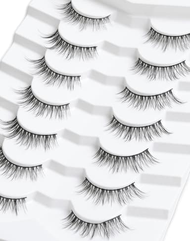 False Lashes Mink Fluffy Lash Airy Volume Eyelash Natural Look 3D Eyelashes 12mm C Curl Fake Eye Lash 7 Pairs D8 view 3