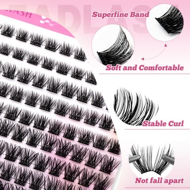 FADLASH 120pcs 0.07mm D Curl 8-16mm 40D with Black Eyeliner Wispy Mixed Trays Customizable DIY Eyelash Extensions for Beginners view 3