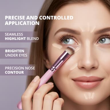 LAMORA Concealer Makeup Brush Under Eye - Angled Flat Top Kabuki Nose Contour Brush - Ideal for Concealing Blending Setting Buffing with Powder Liquid Cream Cosmetic - Small Makeup Foundation Brush view 2