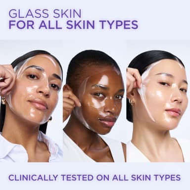 L'ORÉAL Paris Glass Skin Hyaluronic Mask and Cream Duo, Hydrogel Glow Face Mask 4 Pack and Glass Skin Liquid Face Cream (70ml), Visible Plump, Smoothed, Glowing Skin, Powered by Hyaluronic Acid, 70ml view 3
