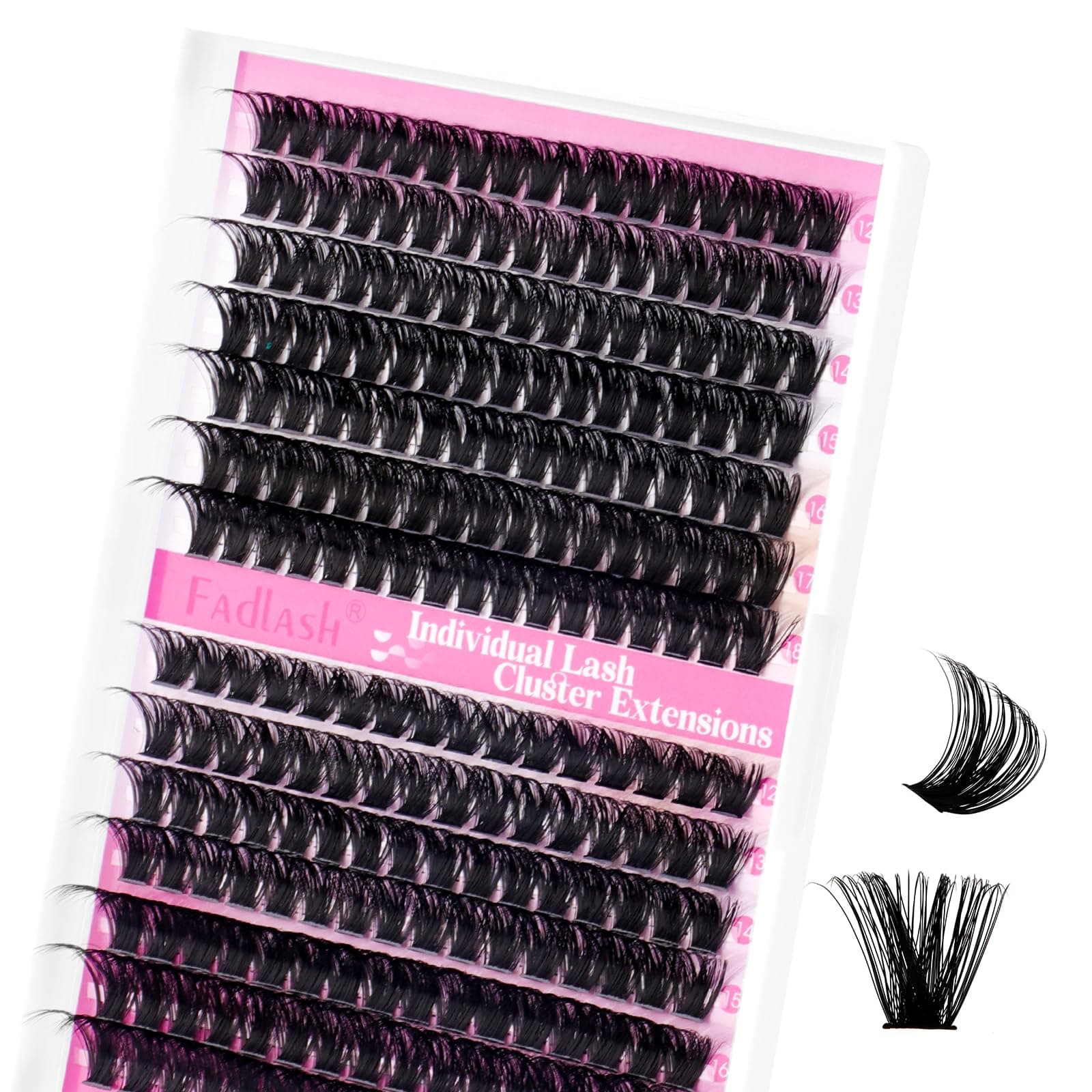 FADLASH 80D+100D 0.07mm D Curl 12-18mm Russian Volume Natural Wispy Fluffy Cluster Lashes DIY Eyelash Extensions