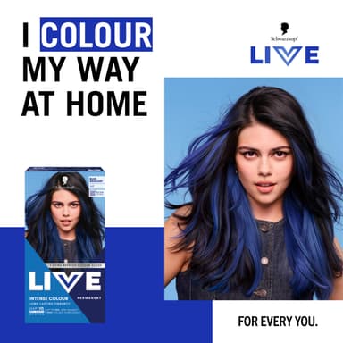Schwarzkopf LIVE Intense Colour U67 Blue Mercury, Long-lasting Permanent Blue Hair Dye, With Extra Colour Refresh Gloss view 2